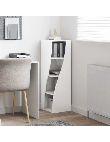 Mobile angolare Bianco Lucido 32x32x102cm Legno multistrato
