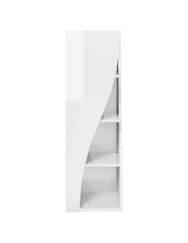 Mobile angolare Bianco Lucido 32x32x102cm Legno multistrato