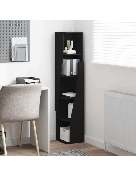Mobile angolare Nero 27,5x27x140cm Legno multistrato