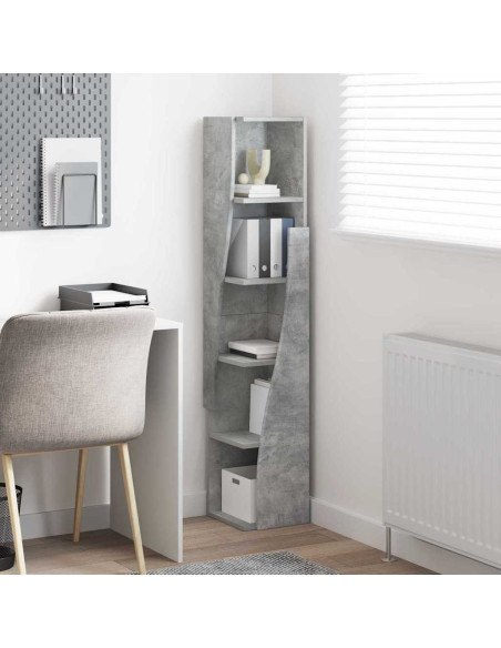 Mobile angolare Grigio cemento 27,5x27x140cm Legno multistrato