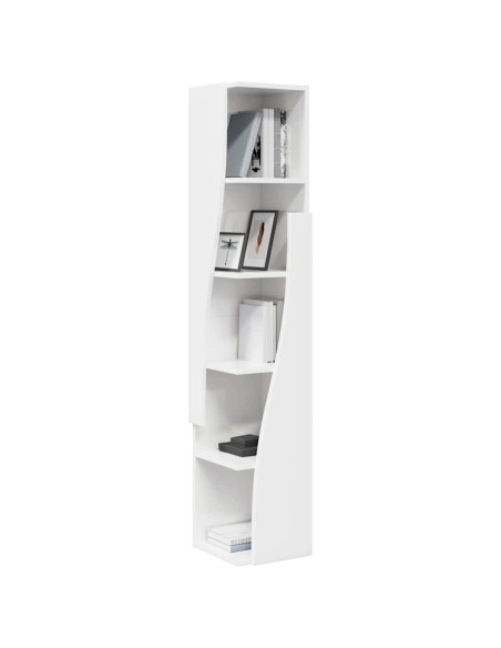 Mobile angolare Bianco Lucido 27,5x27x140cm Legno multistrato