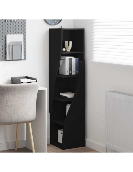 Mobile angolare Nero 32x32x140cm Legno multistrato