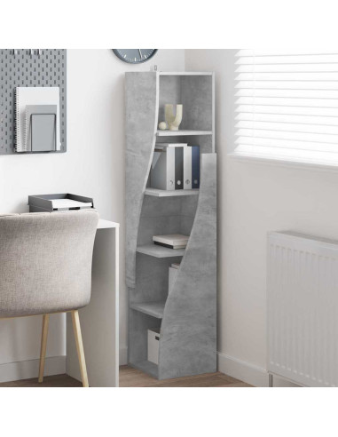 Mobile angolare Grigio cemento 32x32x140cm Legno multistrato