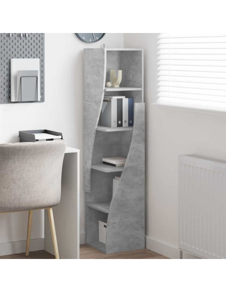 Mobile angolare Grigio cemento 32x32x140cm Legno multistrato