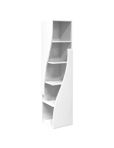 Mobile angolare Bianco Lucido 32x32x140cm Legno multistrato