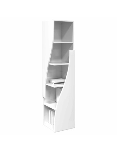 Mobile angolare Bianco Lucido 32x32x140cm Legno multistrato