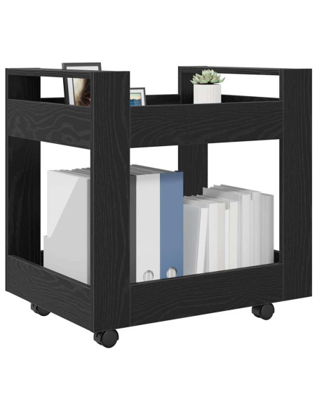 Carrello da Scrivania Rovere Nero 60 x 45 x 60 cm