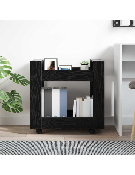 Carrello da Scrivania Rovere Nero 60 x 45 x 60 cm