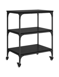 Carrello da Cucina Rovere Nero 60 x 41 x 76 cm 2