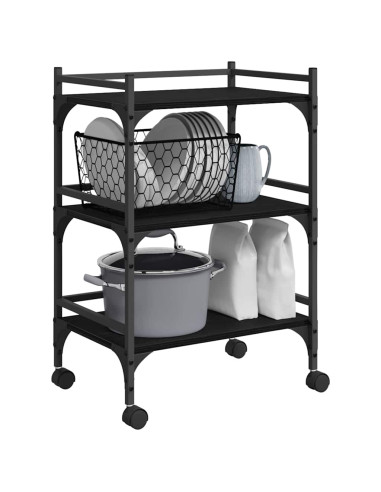 Carrello da Cucina Rovere Nero 50 x 35 x 75.5 cm