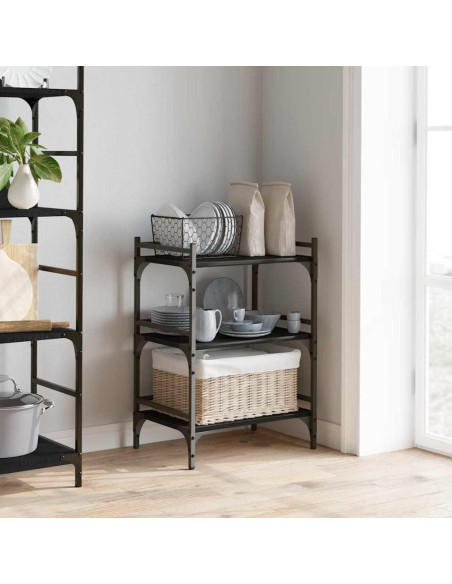 Carrello da Cucina Rovere Nero 50 x 35 x 75.5 cm