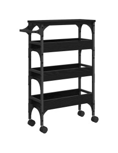 Carrello da Cucina Rovere Nero 53 x 20 x 76 cm 2