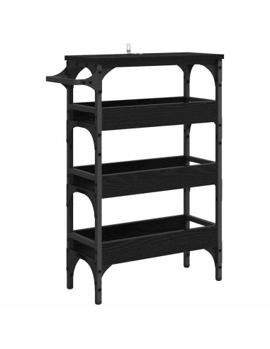 Carrello da Cucina Rovere Nero 53 x 20 x 76 cm