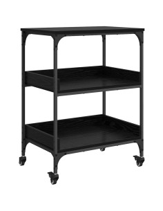 Carrello da Cucina Rovere Nero 60 x 41 x 80.5 cm 2