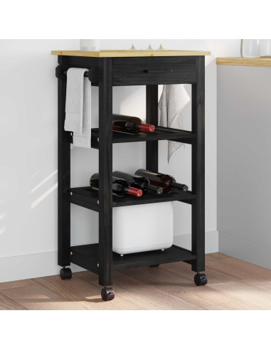 Carrello da Cucina Nero 88,5 x 40 x 48 cm