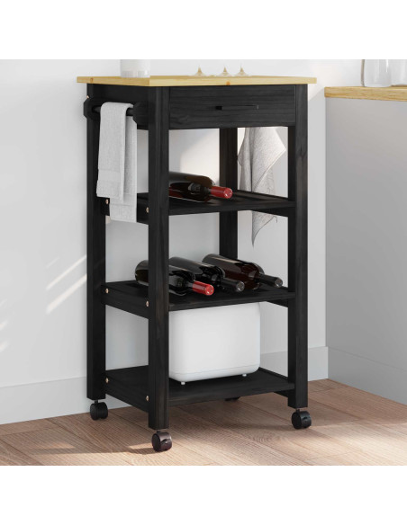 Carrello da Cucina Nero 88,5 x 40 x 48 cm
