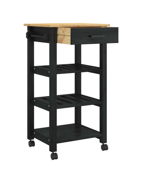 Carrello da Cucina Nero 88,5 x 40 x 48 cm