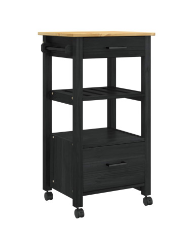 Carrello da Cucina Nero 88,5 x 40 x 48 cm