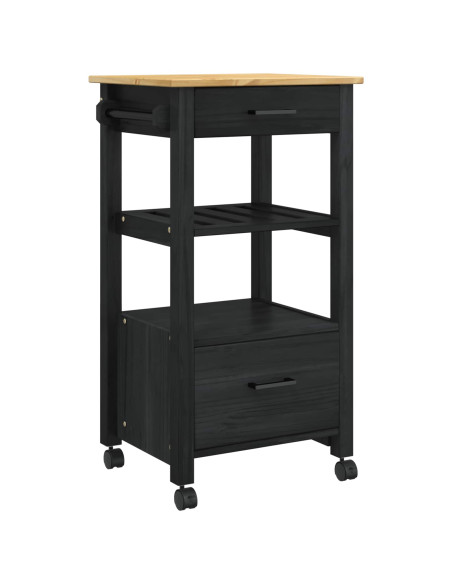 Carrello da Cucina Nero 88,5 x 40 x 48 cm