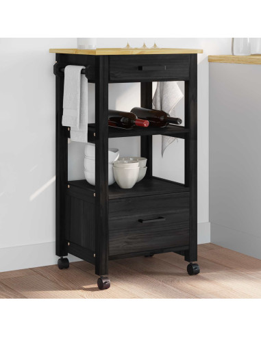 Carrello da Cucina Nero 88,5 x 40 x 48 cm