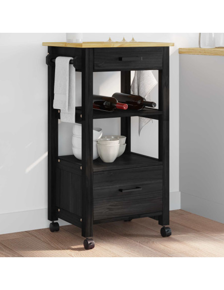 Carrello da Cucina Nero 88,5 x 40 x 48 cm