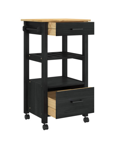 Carrello da Cucina Nero 88,5 x 40 x 48 cm