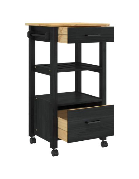 Carrello da Cucina Nero 88,5 x 40 x 48 cm