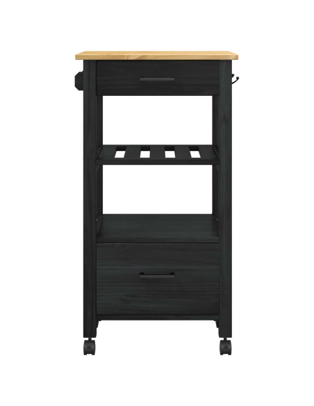 Carrello da Cucina Nero 88,5 x 40 x 48 cm