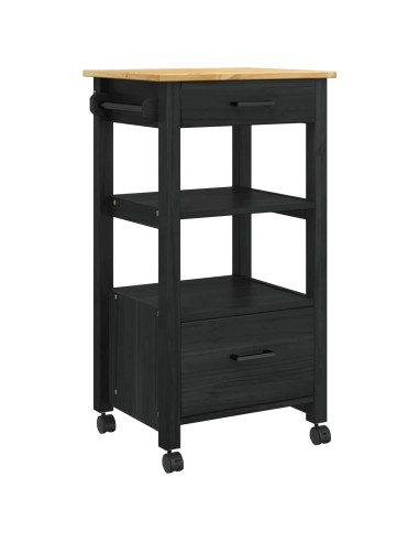 Carrello da Cucina Nero 88,5 x 40 x 48 cm