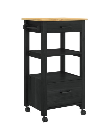 Carrello da Cucina Nero 88,5 x 40 x 48 cm
