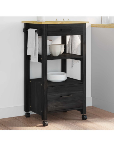 Carrello da Cucina Nero 88,5 x 40 x 48 cm