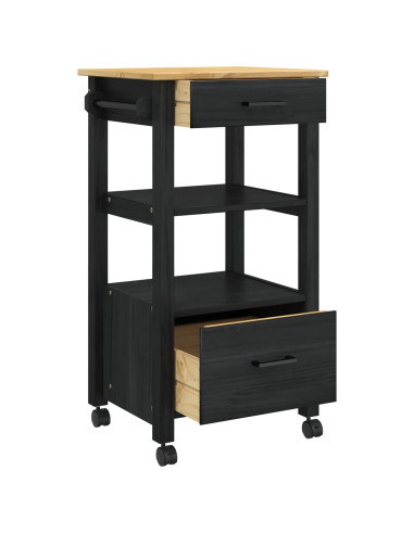 Carrello da Cucina Nero 88,5 x 40 x 48 cm