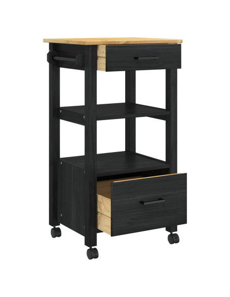 Carrello da Cucina Nero 88,5 x 40 x 48 cm