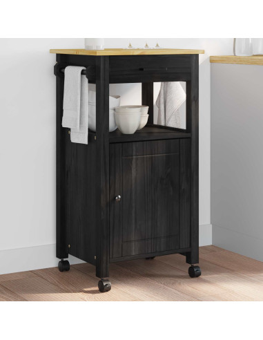 Carrello da Cucina Nero 88,5 x 40 x 48 cm