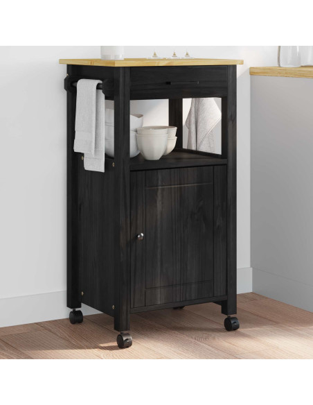Carrello da Cucina Nero 88,5 x 40 x 48 cm