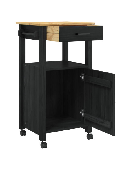 Carrello da Cucina Nero 88,5 x 40 x 48 cm