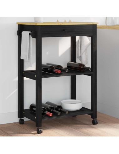 Carrello da Cucina Nero 88,5 x 40 x 60 cm