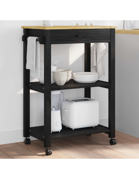 Carrello da Cucina Nero 88,5 x 40 x 60 cm