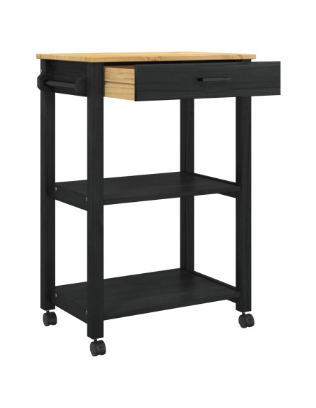 Carrello da Cucina Nero 88,5 x 40 x 60 cm