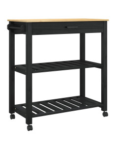 Carrello da Cucina Nero 88,5 x 40 x 84 cm 2