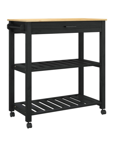 Carrello da Cucina Nero 88,5 x 40 x 84 cm