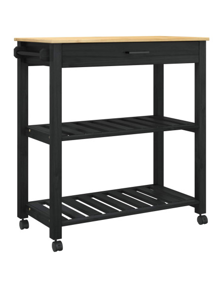 Carrello da Cucina Nero 88,5 x 40 x 84 cm