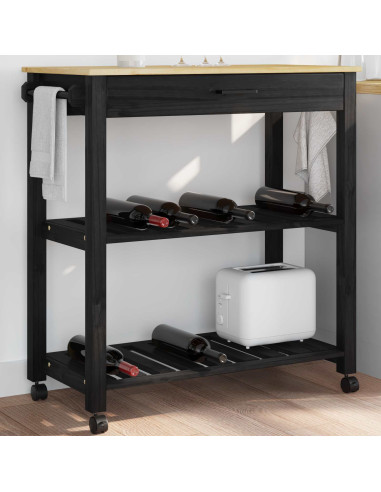 Carrello da Cucina Nero 88,5 x 40 x 84 cm