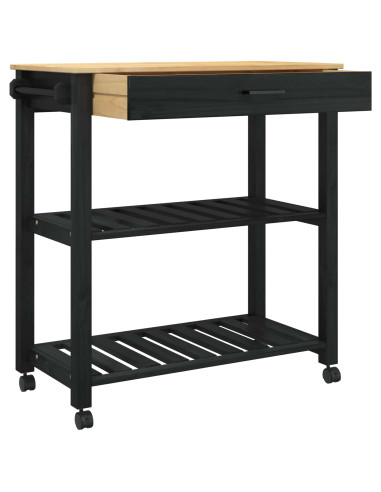 Carrello da Cucina Nero 88,5 x 40 x 84 cm