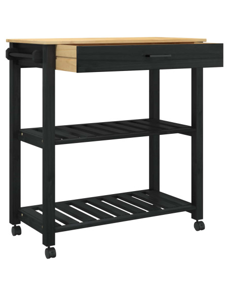 Carrello da Cucina Nero 88,5 x 40 x 84 cm