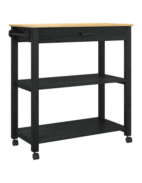 Carrello da Cucina Nero 88,5 x 40 x 48 cm