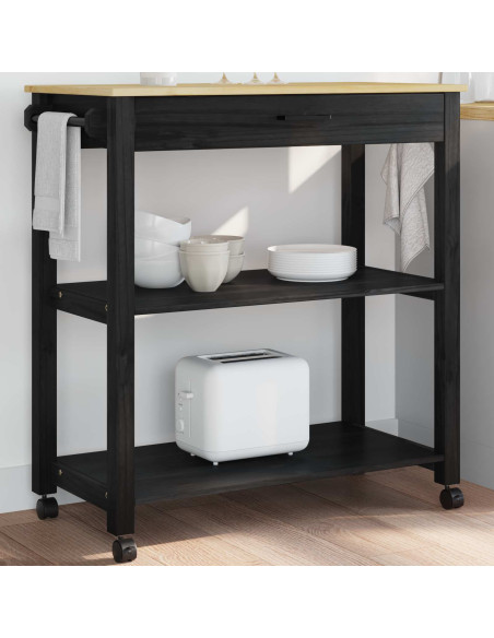 Carrello da Cucina Nero 88,5 x 40 x 48 cm