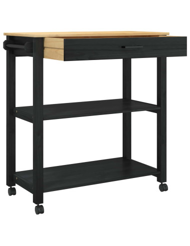 Carrello da Cucina Nero 88,5 x 40 x 48 cm