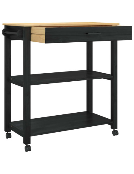Carrello da Cucina Nero 88,5 x 40 x 48 cm