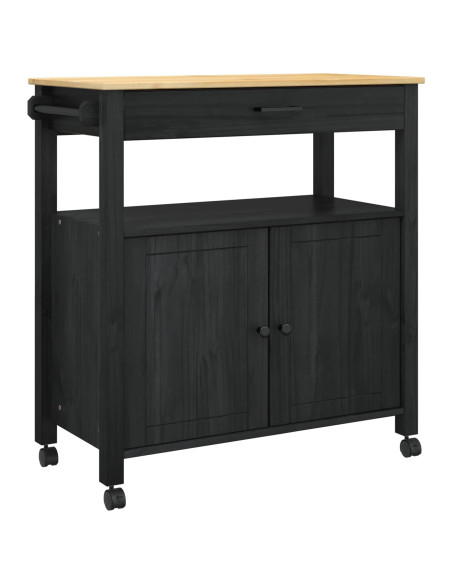 Carrello da Cucina Nero 88,5 x 40 x 48 cm